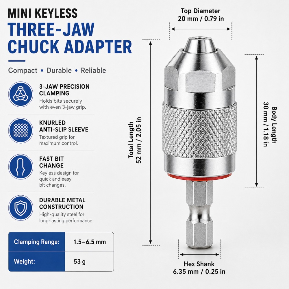 Power Z Tools - 3 Jaw Drill Chuck Adapter with