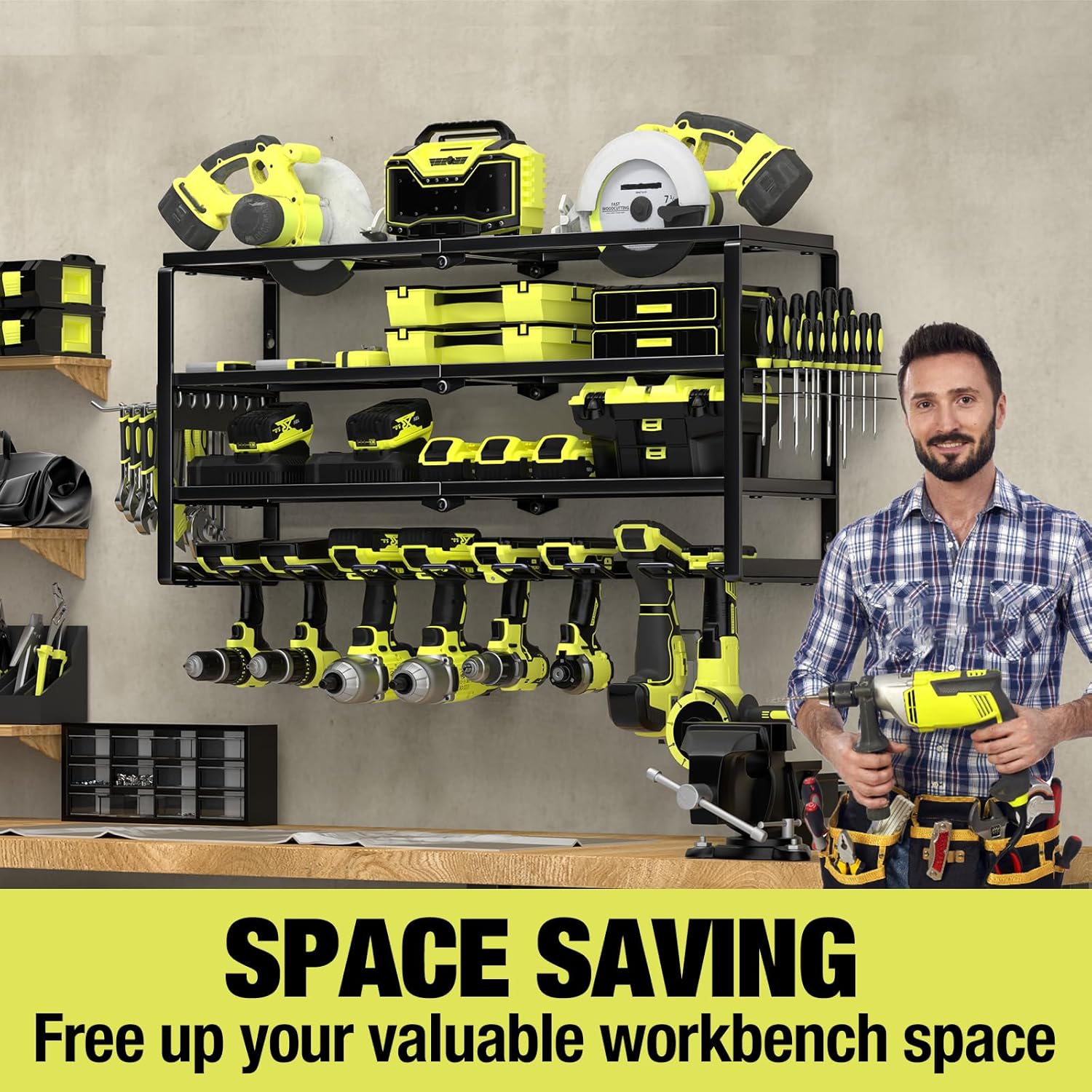 4 Layer Wall Mount Power Tool  - Power Tools Holder review and price